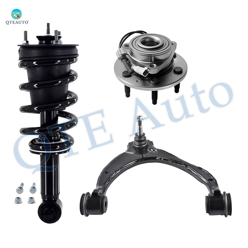 Set of 3 Front Right Upper Control Arm Ball Joint-Wheel Hub Bearing Assembly-Quick Complete Strut-Coil Spring Assembly For 2015-2018 Chevrolet Tahoe Monotube Performance Upgrade
