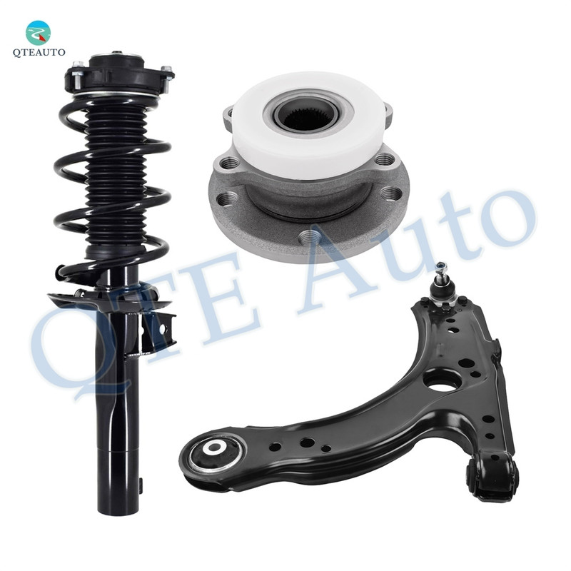 Set of 3 Front Left Lower Control Arm Ball Joint-Wheel Hub Bearing Assembly-Quick Complete Strut-Coil Spring Assembly For 2005 2006 Volkswagen Jetta Set of 3 Front Left Lower Control Arm Ball Joint-Wheel Hub Bearing Assembly-Quick Complete Strut-Coil Spring Assembly For 2005 2006 Volkswagen Jetta
