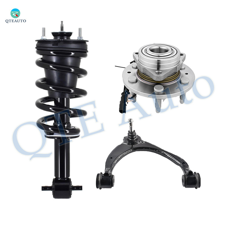 Set of 3 Front Right Upper Control Arm Ball Joint-Wheel Hub Bearing Assembly-Quick Complete Strut-Coil Spring Assembly For 2019 GMC Sierra 1500 Limited