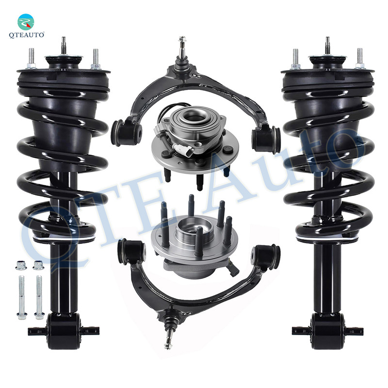Set of 6 Front Upper Control Arm Ball Joint-Wheel Hub Bearing Assembly-Quick Complete Strut-Coil Spring Assembly For 2014-2018 GMC Sierra 1500