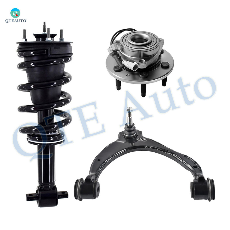 Set of 3 Front Right Upper Control Arm Ball Joint-Wheel Hub Bearing Assembly-Quick Complete Strut-Coil Spring Assembly For 2014-2018 GMC Sierra 1500 Monotube Performance Upgrade