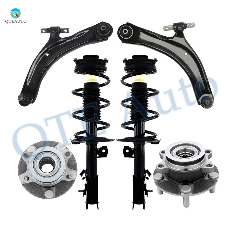 Set of 6 Front Lower Control Arm Ball Joint-Wheel Hub Bearing Assembly-Quick Complete Strut-Coil Spring Assembly For 2013 Nissan Rogue FWD