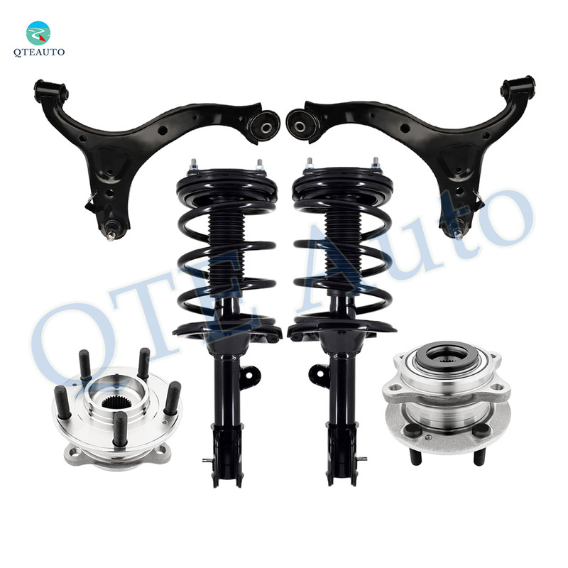 Set of 6 Front Lower Control Arm Ball Joint-Wheel Hub Bearing Assembly-Quick Complete Strut-Coil Spring Assembly For 2007-2009 Hyundai Santa FE