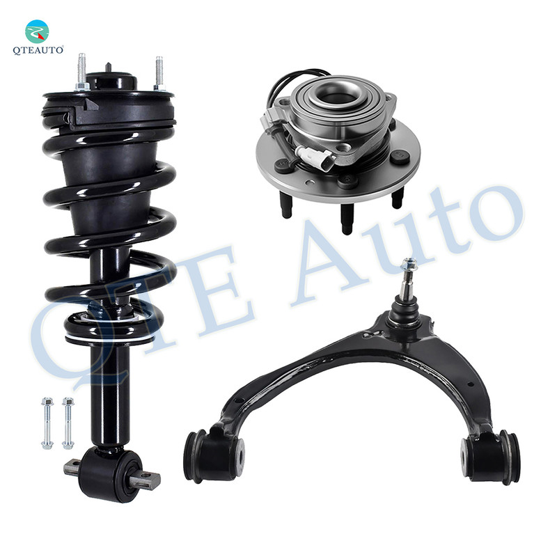 Set of 3 Front Left Upper Control Arm Ball Joint-Wheel Hub Bearing Assembly-Quick Complete Strut-Coil Spring Assembly For 2015-2018 Chevrolet Tahoe