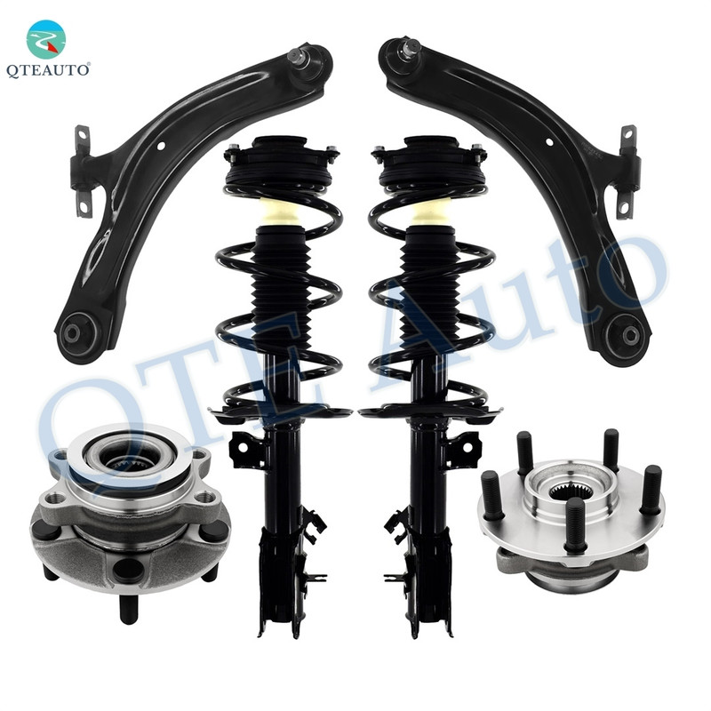 Set of 6 Front Lower Control Arm Ball Joint-Wheel Hub Bearing Assembly-Quick Complete Strut-Coil Spring Assembly For 2014 2015 Nissan Rogue Select AWD