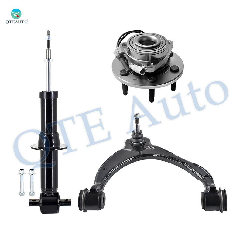 Set of 3 Front Right Upper Control Arm Ball Joint-Wheel Hub Bearing Assembly-Suspension Strut Assembly For 2019 Chevrolet Silverado 1500 LD Monotube Performance Upgrade