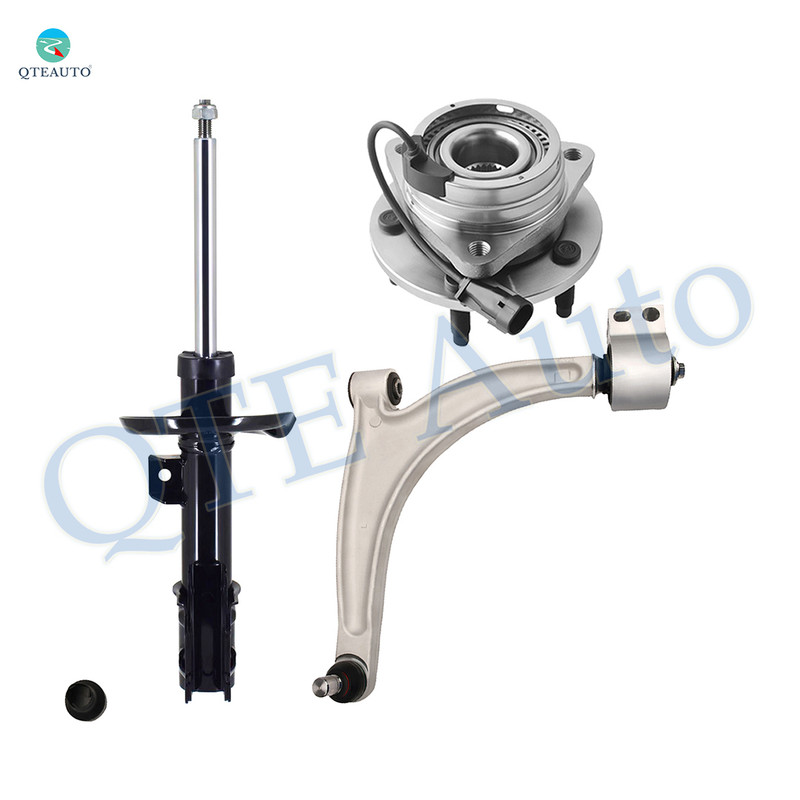 Set of 3 Front Left Lower Control Arm Ball Joint-Suspension Strut Assembly-Wheel Hub Bearing Assembly For 2007-2009 Saturn Aura