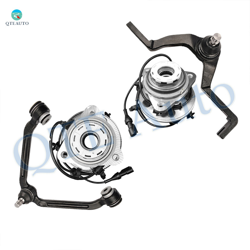 Set of 4 Front Upper Control Arm Ball Joint-Wheel Hub Bearing Assembly For 1998-2000 Ford Ranger Front Torsion 2 Piece Design