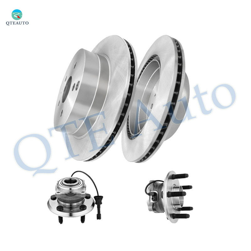 Set of 4 Rear 303mm Disc Brake Rotors-Wheel Hub Bearing Assembly For 2010-2017 Chevrolet Equinox