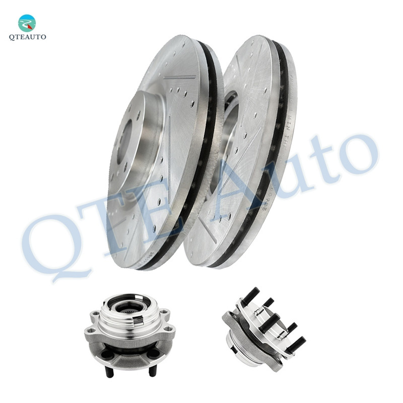 Set of 4 Front 320mm Drilled Slotted Brake Disc Rotors-Wheel Hub Bearing Assembly For 2005-2007 Nissan Murano