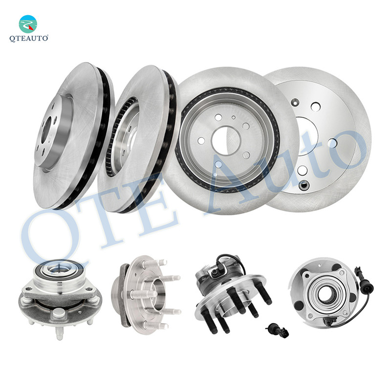 Set of 8 Front 321mm-Rear 303mm Brake Disc Rotors-Wheel Hub Bearing Assembly For 2010-2017 Chevrolet Equinox