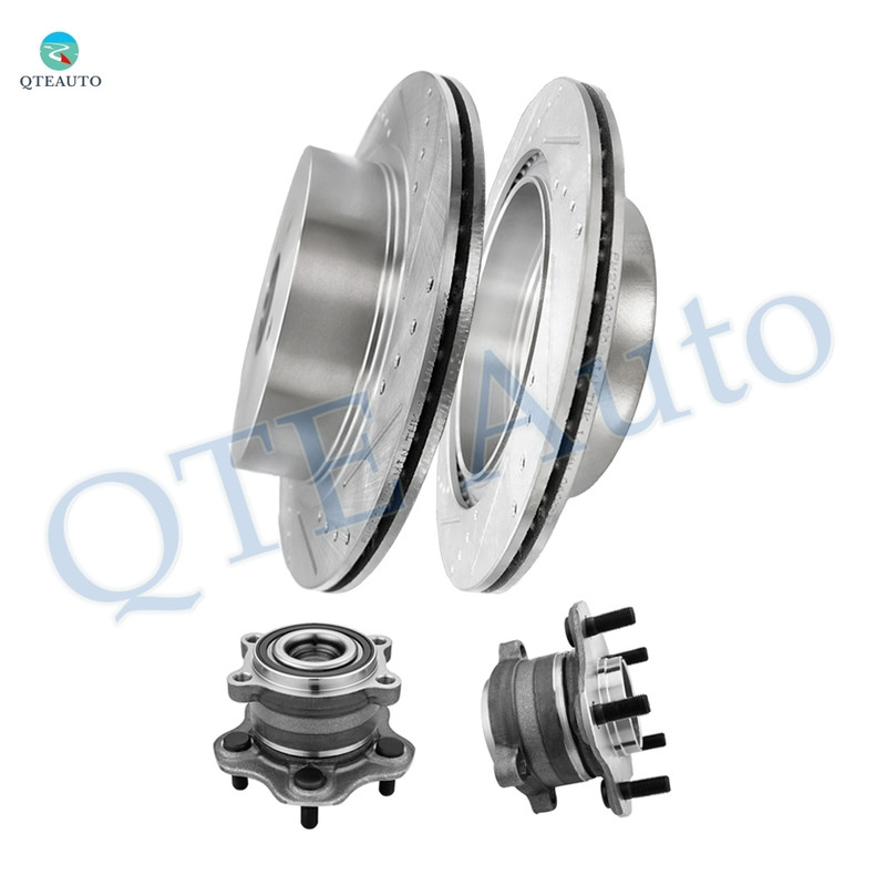 Set of 4 Rear 308mm Drilled Slotted Brake Disc Rotors-Wheel Hub Bearing Assembly For 2009-2014 2016-2019 Nissan Maxima