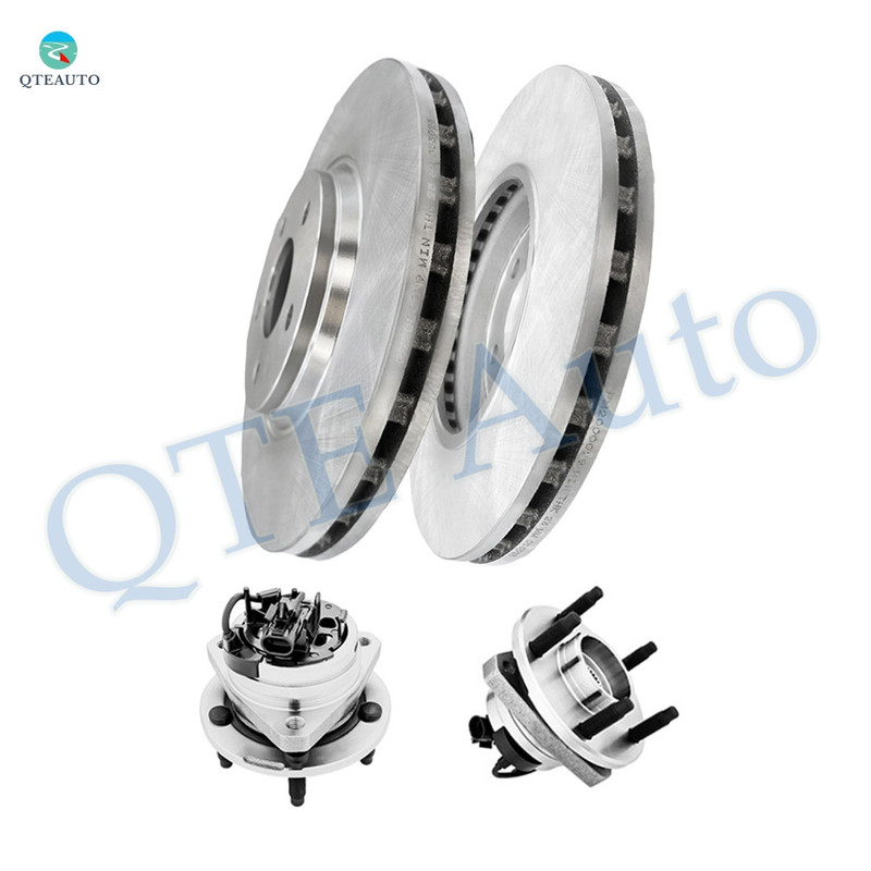 Set of 4 Front 296mm Disc Brake Rotors-Wheel Hub Bearing Assembly For 2007-2009 Saturn Aura