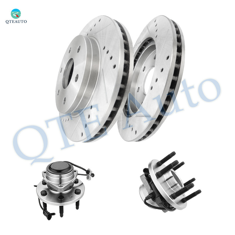 Set of 4 Front 304.8mm Drilled Slotted Brake Disc Rotors-Wheel Hub Bearing Assembly For 1999-2004 Chevrolet Silverado 1500