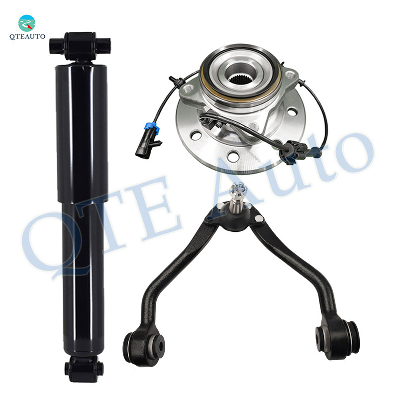 Set of 3 Front Left Upper Wheel Hub Bearing Assembly-Control Arm Ball Joint-Shock Absorber For 1996-2000 Chevrolet K3500