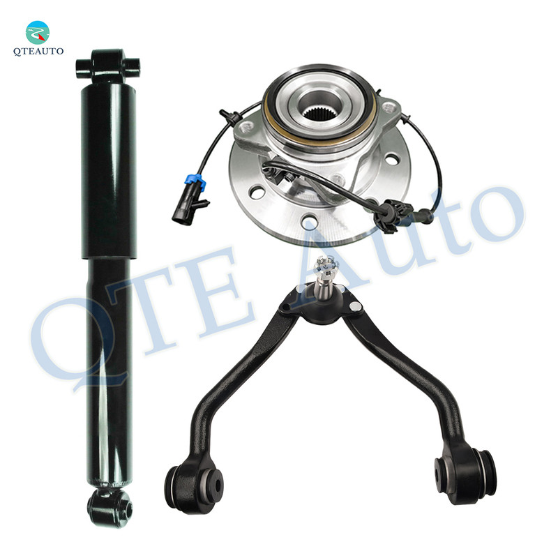 Set of 3 Front Left Upper Wheel Hub Bearing Assembly-Control Arm Ball Joint-Shock Absorber For 1996-2000 GMC K2500 Monotube Performance Upgrade