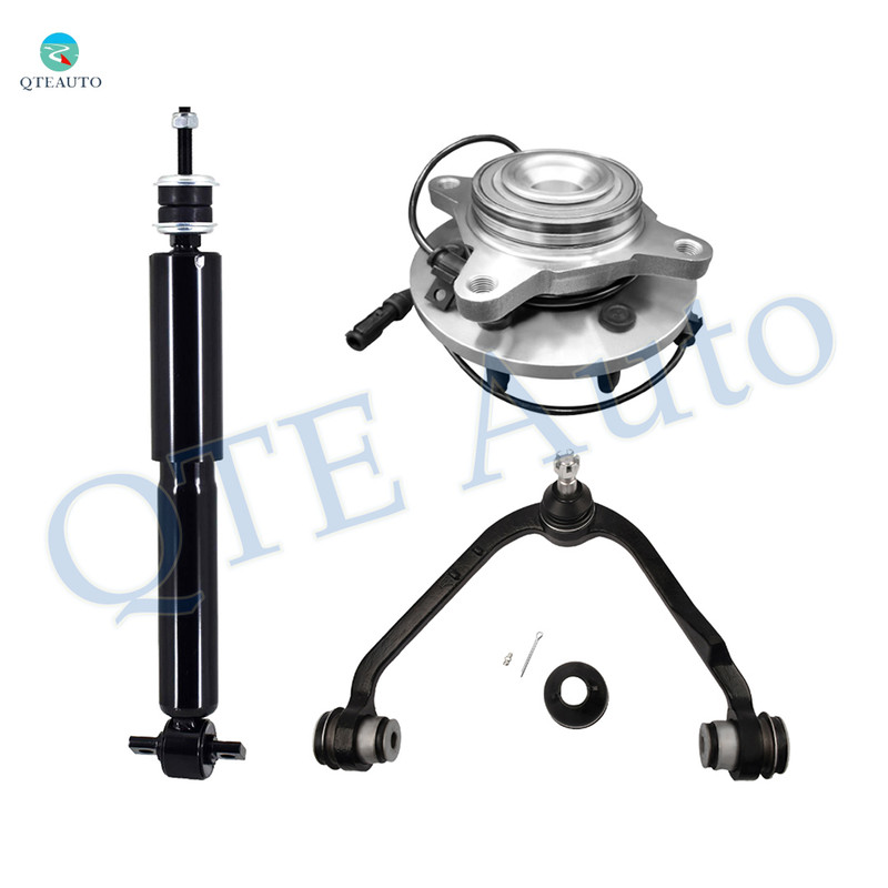 Set of 3 Front Left Upper Wheel Hub Bearing Assembly-Control Arm Ball Joint-Shock Absorber For 2002 Lincoln Navigator