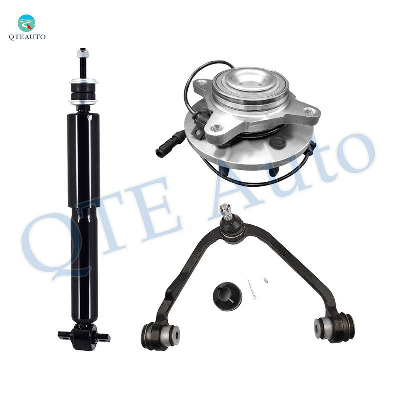 Set of 3 Front Right Upper Wheel Hub Bearing Assembly-Control Arm Ball Joint-Shock Absorber For 2002 Ford Expedition