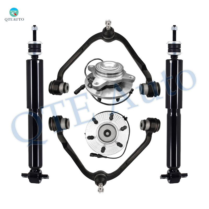 Set of 6 Front Upper Wheel Hub Bearing Assembly-Control Arm Ball Joint-Shock Absorber For 2002 Ford Expedition