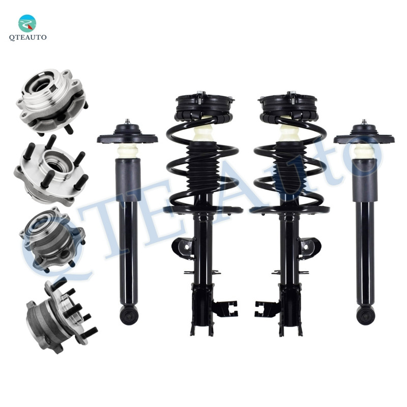 Set of 8 Front Quick Complete Strut-Coil Spring Assembly-Wheel Hub Bearing Assembly-Rear Complete Shock Absorber Kit-Wheel Hub Bearing Assembly For 2013 Nissan Pathfinder