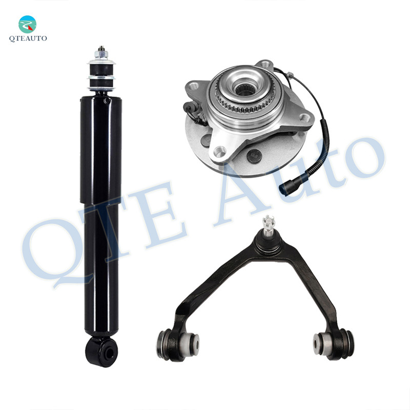 Set of 3 Front Right Upper Control Arm Ball Joint-Wheel Hub Bearing Assembly-Shock Absorber For 2004 Ford F-150 Heritage High Performance Monotube Upgrade