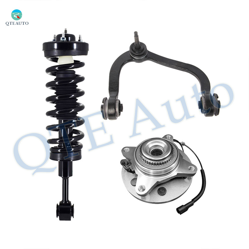 Set of 3 Front Right Upper Control Arm Ball Joint-Wheel Hub Bearing Assembly-Quick Complete Strut-Coil Spring Assembly For 2004 2005 Ford F-150