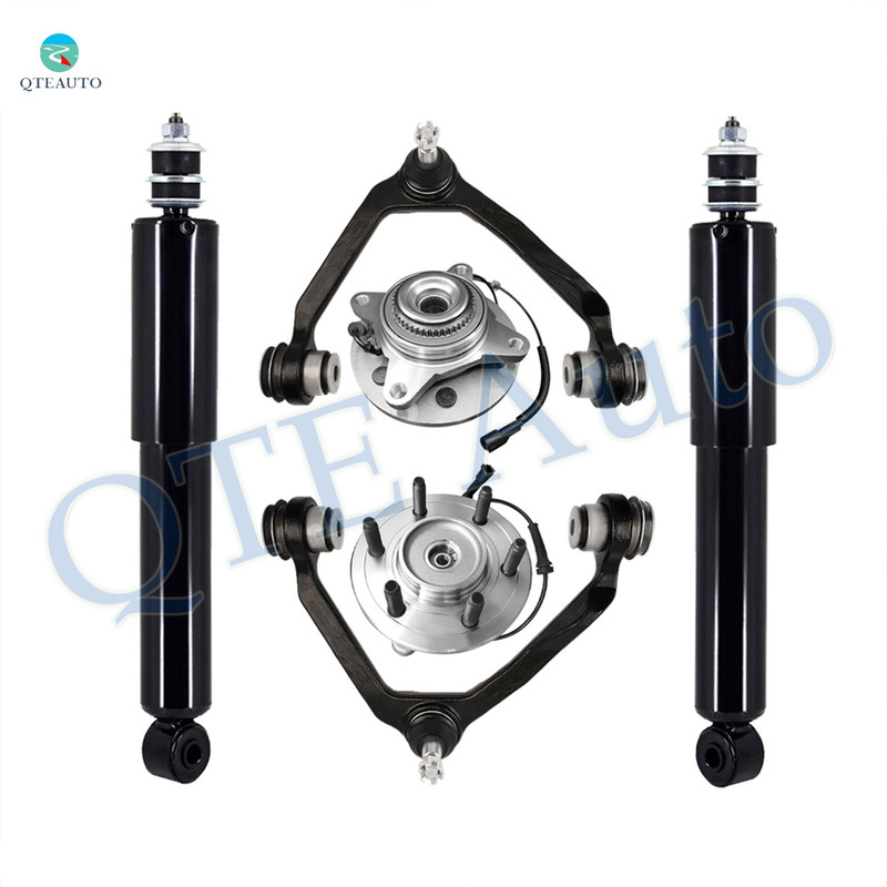 Set of 6 Front Upper Control Arm Ball Joint-Wheel Hub Bearing Assembly-Shock Absorber For 2004 Ford F-150 Heritage High Performance Monotube Upgrade