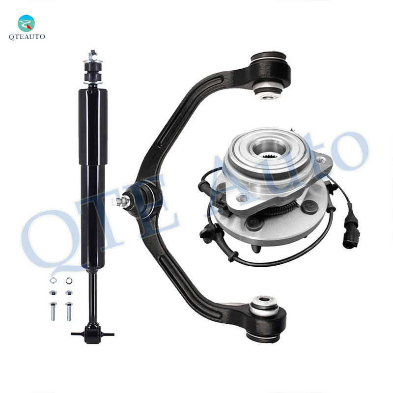 Set of 3 Front Right Upper Control Arm Ball Joint-Wheel Hub Bearing Assembly-Shock Absorber For 2003 2004 Mazda B4000 Front Coil
