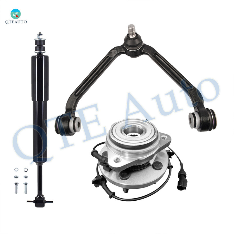Set of 3 Front Left Upper Control Arm Ball Joint-Wheel Hub Bearing Assembly-Shock Absorber For 2003-2009 Mazda B4000 1 Piece Design