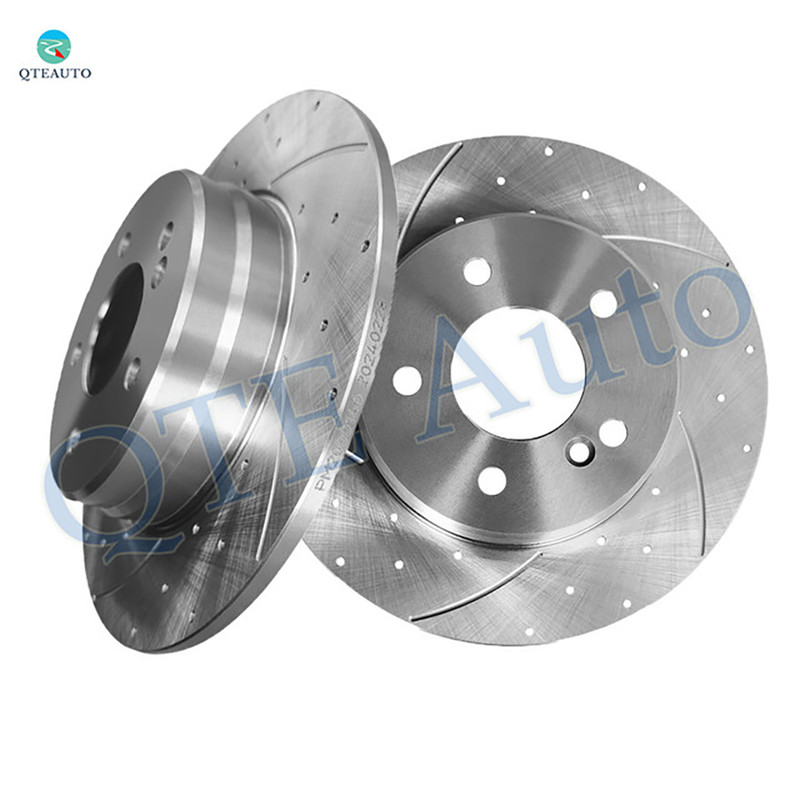 Rear 290mm Drilled Slotted Brake Disc Rotors For 2006-2008 Mercedes-Benz SLK280 Base