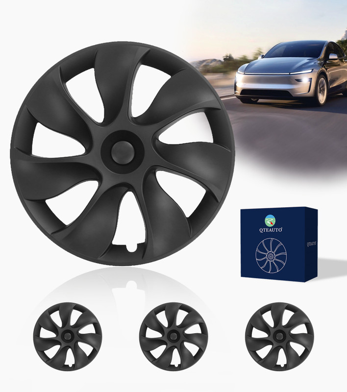 Set of 4 Matte Black Wheel Covers Hubcaps For 2021-2024 Tesla Y 19 inch Wheel