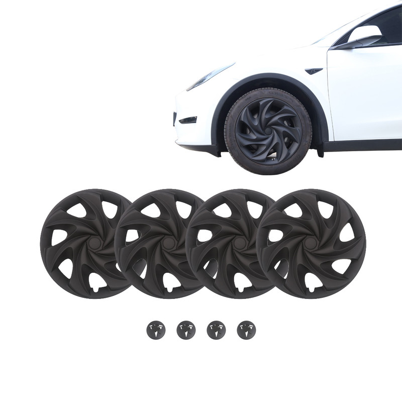 Set of 4 Wheel Covers Hubcaps Phantom Style For 2021-2024 Tesla Y 19 inch Wheel