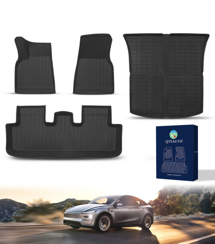 Floor Mats and Cargo Liner For 2021-2024 Tesla Y 5 Seat,Must-Have Model Y Accessories for Tesla, Essential Tesla Accessories Model Y, All Weather Car Liners Interior Accessories