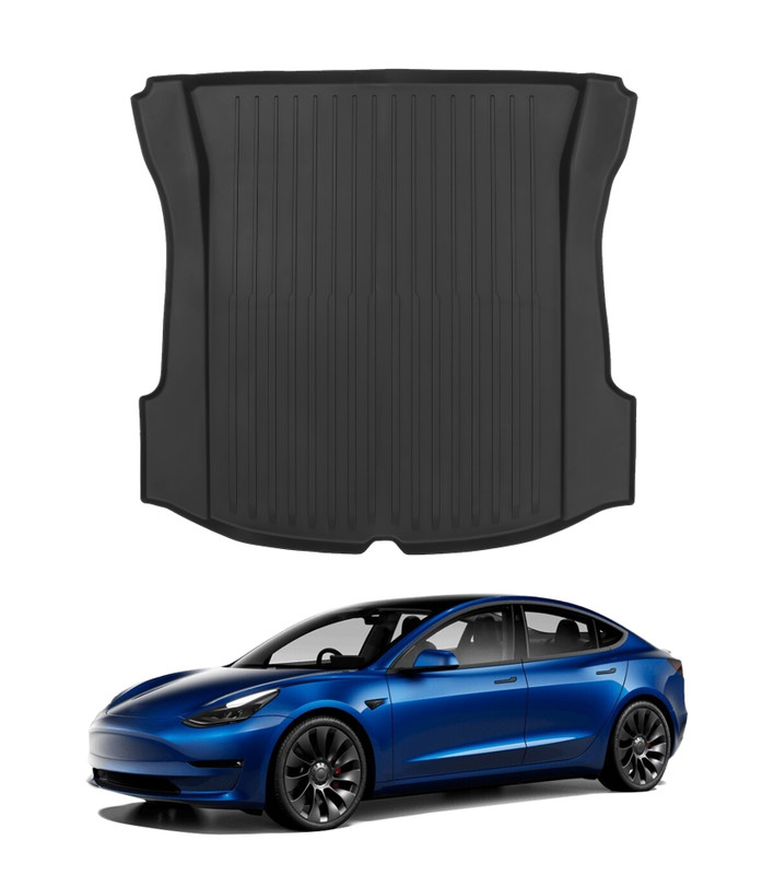Rear Trunk Liner Cargo Floor Tray Mats For 2017-2023 Tesla Model 3 Except HighlandExc. Highland, Essential Tesla Accessories All weather Floor Mats for Model 3