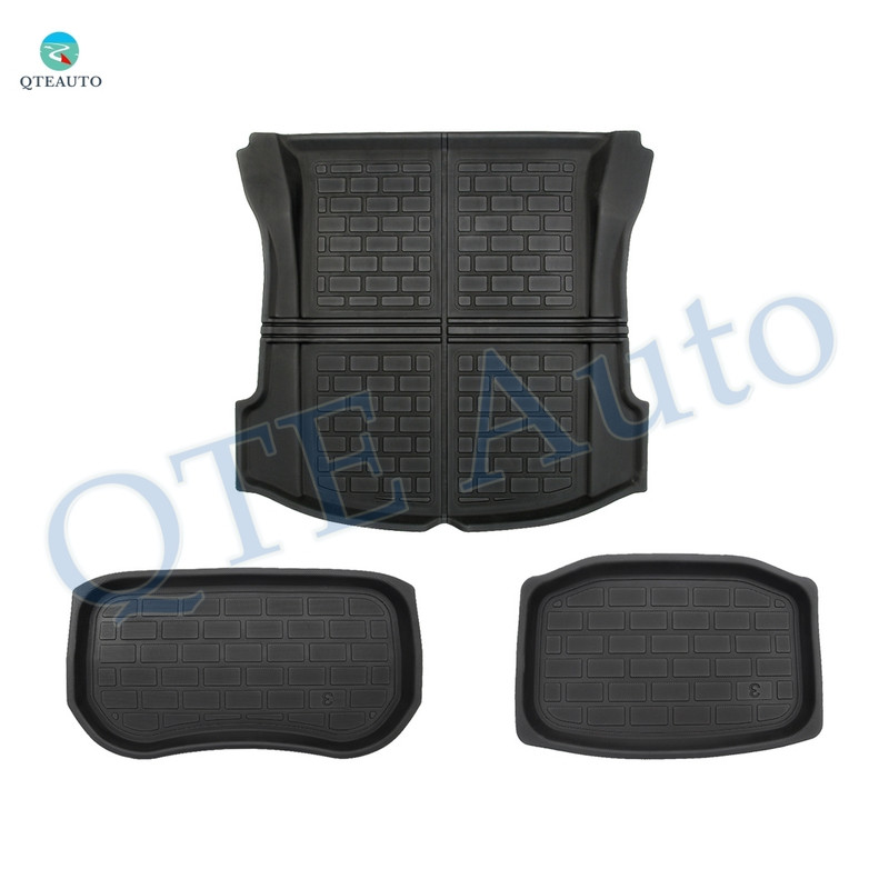 Set of 3 Storage Mats-Cargo Liners-Rear Cargo Trunk Tray Floor Mat 3D Tech Waterproof Durable Floor Liners For 2017-2023 Tesla Model 3 Except Highland, essential Tesla Accessories for Model 3