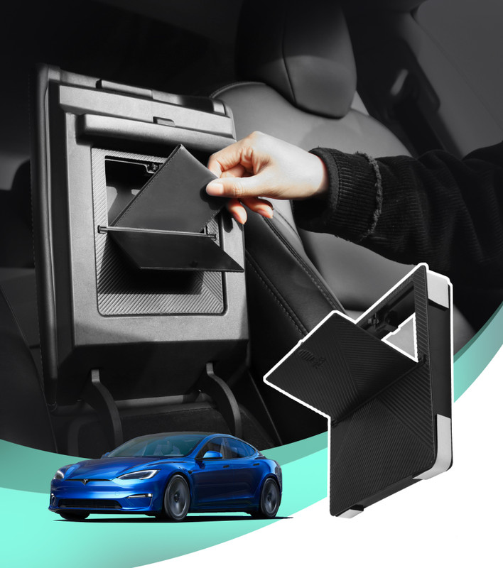 Center Console Organizer Armrest Accessories Car Storage Box For 2017-2024 Tesla Model Y/3 2024/2023/2022, Hidden Storage of tesla card holder (Exc. Model 3 Highland)