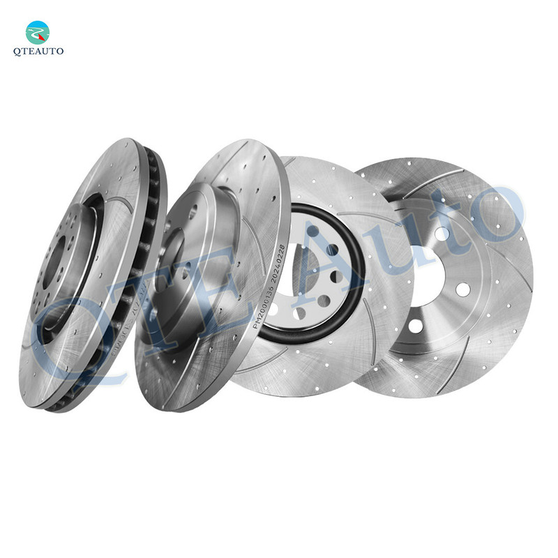 Set of 4 Front 320mm-Rear 288mm Drilled Slotted Brake Disc Rotors For 2005-2009 Audi A4