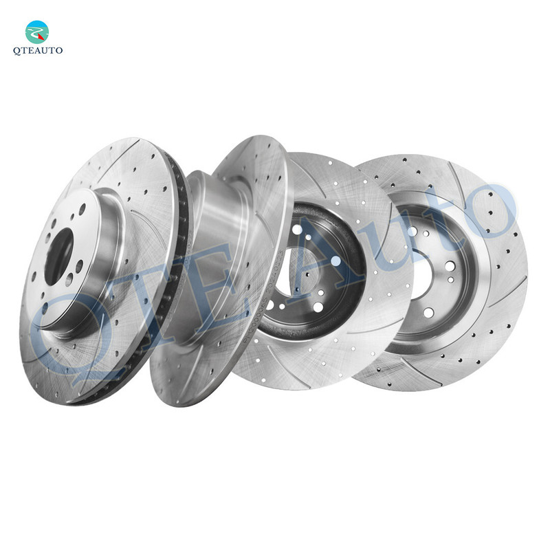 Set of 4 Front 293mm-Rear 282mm Drilled Slotted Disc Brake Rotors For 2015 Honda Civic Replacement Brake Rotors