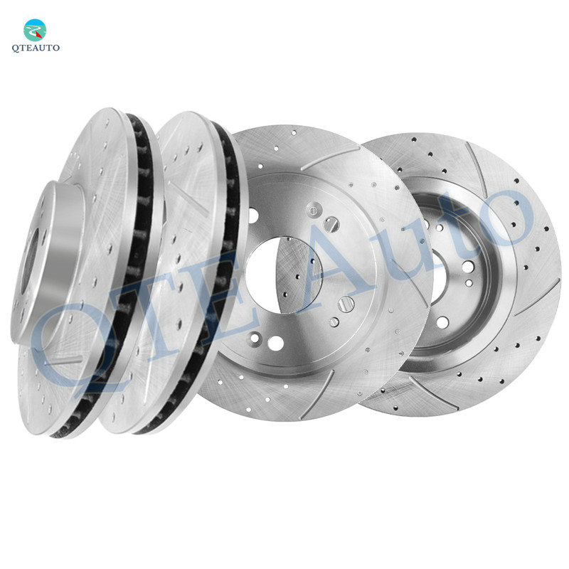 Set of 4 Front-Rear Drilled Slotted Brake Disc Rotors For 2013-2017 Honda Accord LX