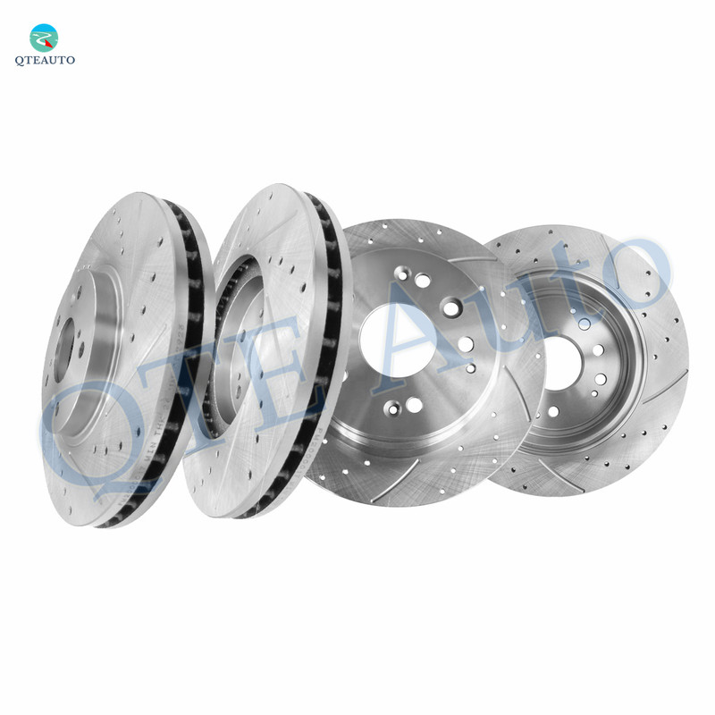 Set of 4 Front 26mm-Rear 282mm Drilled Slotted Brake Disc Rotors For 1999-2008 Acura TL