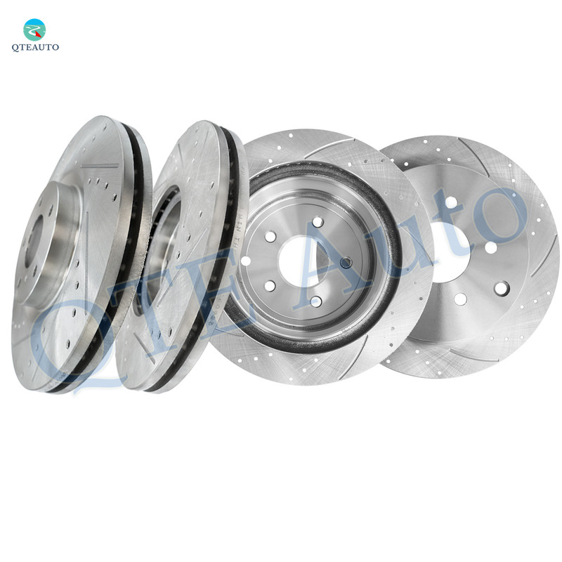 Set of 4 Front 320mm-Rear 308mm Drilled Slotted Brake Disc Rotors For 2005-2007 2011-2014 Nissan Murano