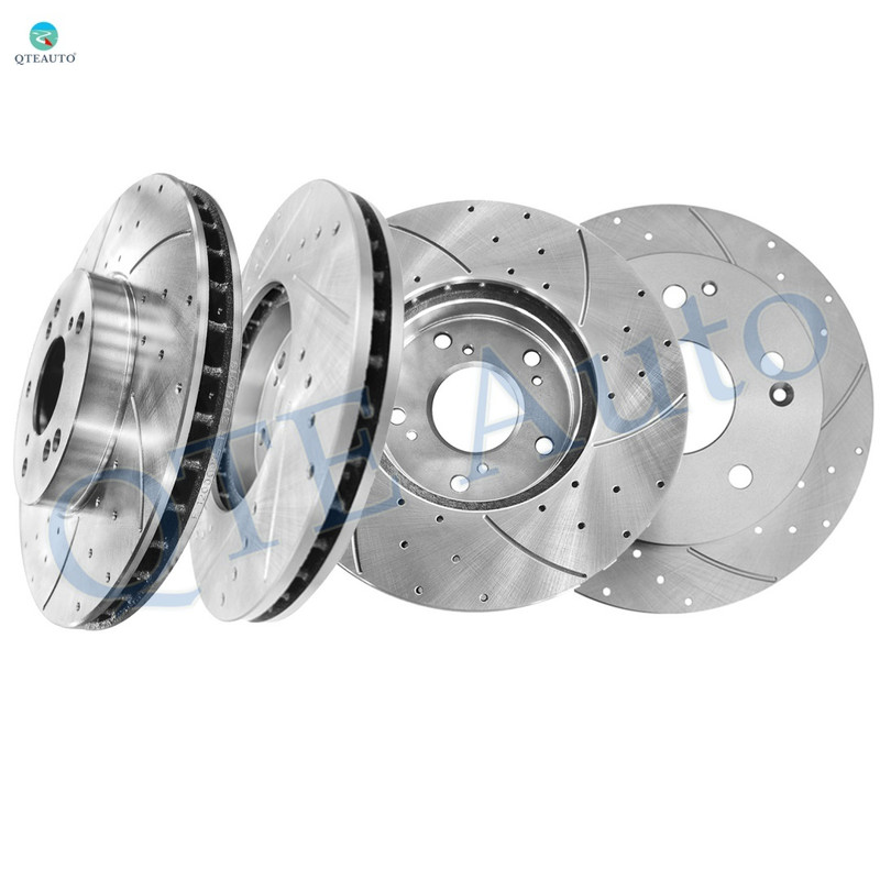 Set of 4 Front 282mm-Rear 220mm Drilled Slotted Brake Disc Rotors For 1998-2002 Honda Accord 5 Hoies