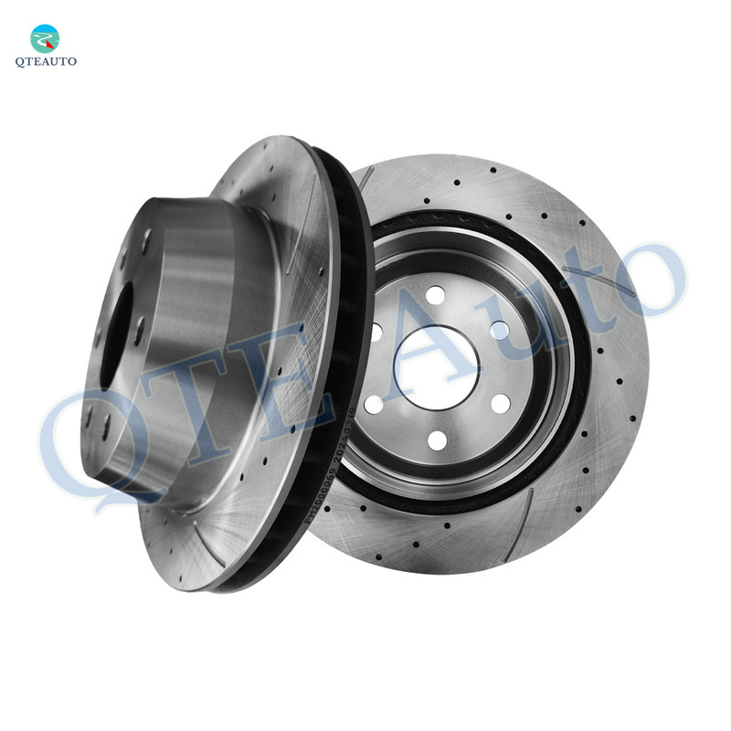 Rear 330mm Drilled Slotted Brake Disc Rotors For 2002-2006 Cadillac Escalade Base