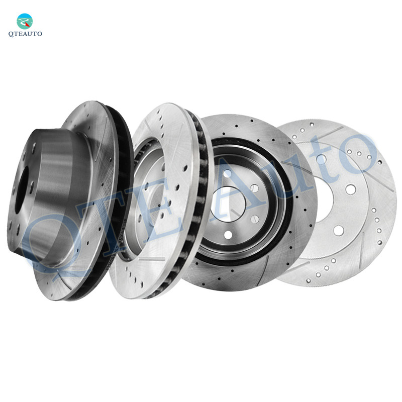 Set of 4 Front 331mm-Rear 330mm Drilled Slotted Brake Disc Rotors For 2002-2006 Chevrolet Avalanche 1500 6 Stud Wheel