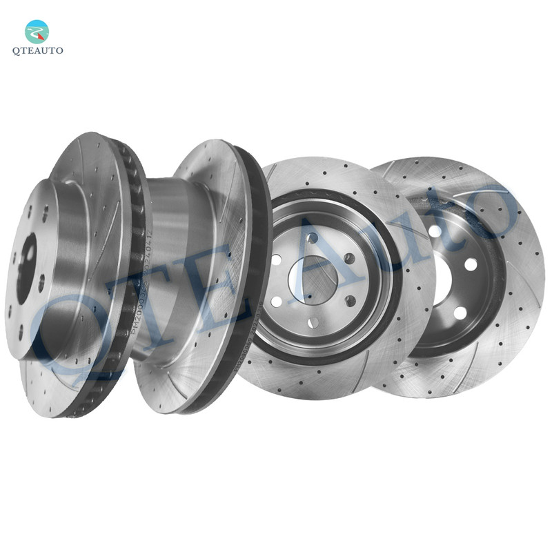 Set of 4 Front 305 mm -Rear 330 mm Drilled Slotted Brake Disc Rotors For 2001-2005 GMC Sierra 1500