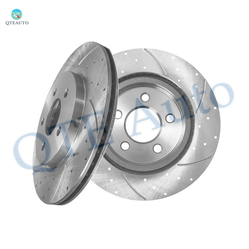 Rear 300mm Drilled Slotted Brake Disc Rotors For 2005-2014 Ford Mustang