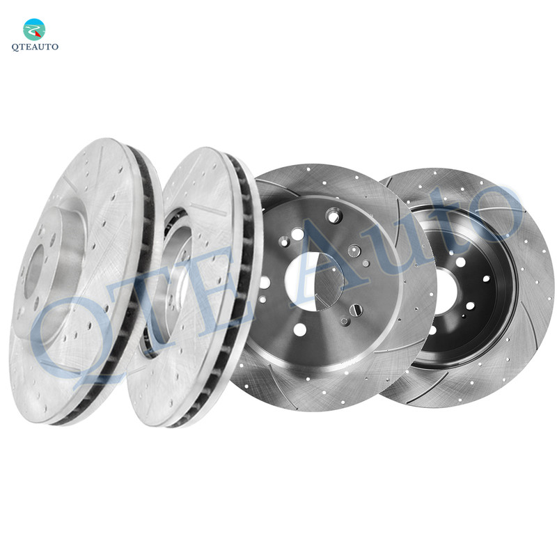 Set of 4 Front 329.8mm-Rear 334mm Drilled Slotted Brake Disc Rotors For 2009-2015 Honda Pilot 5 Stud Wheel
