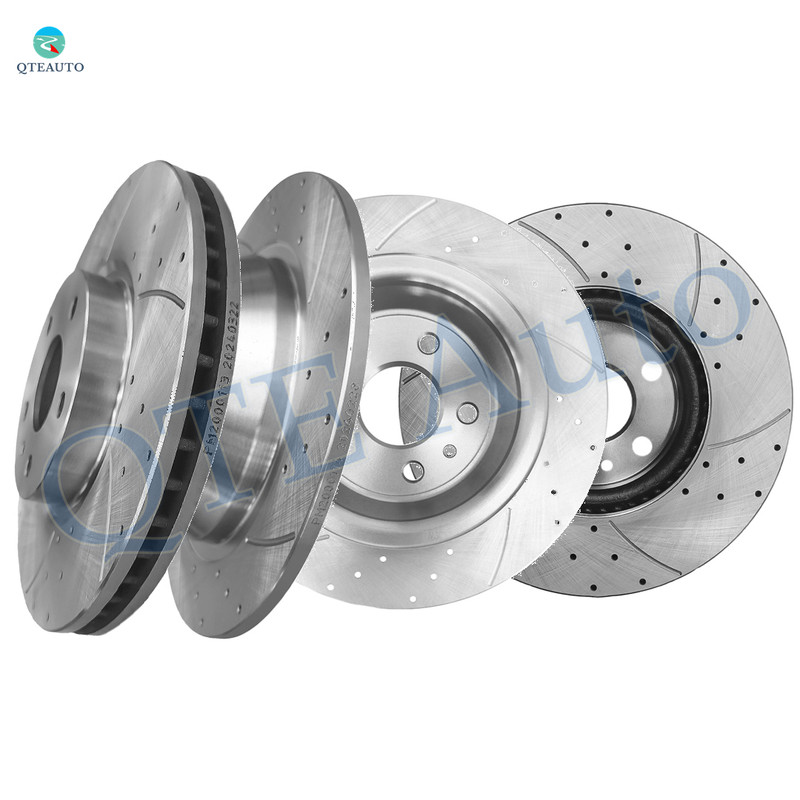 Set of 4 Front 300mm-Rear 302mm Drilled Slotted Brake Disc Rotors For 2013-2016 Lincoln MKZ