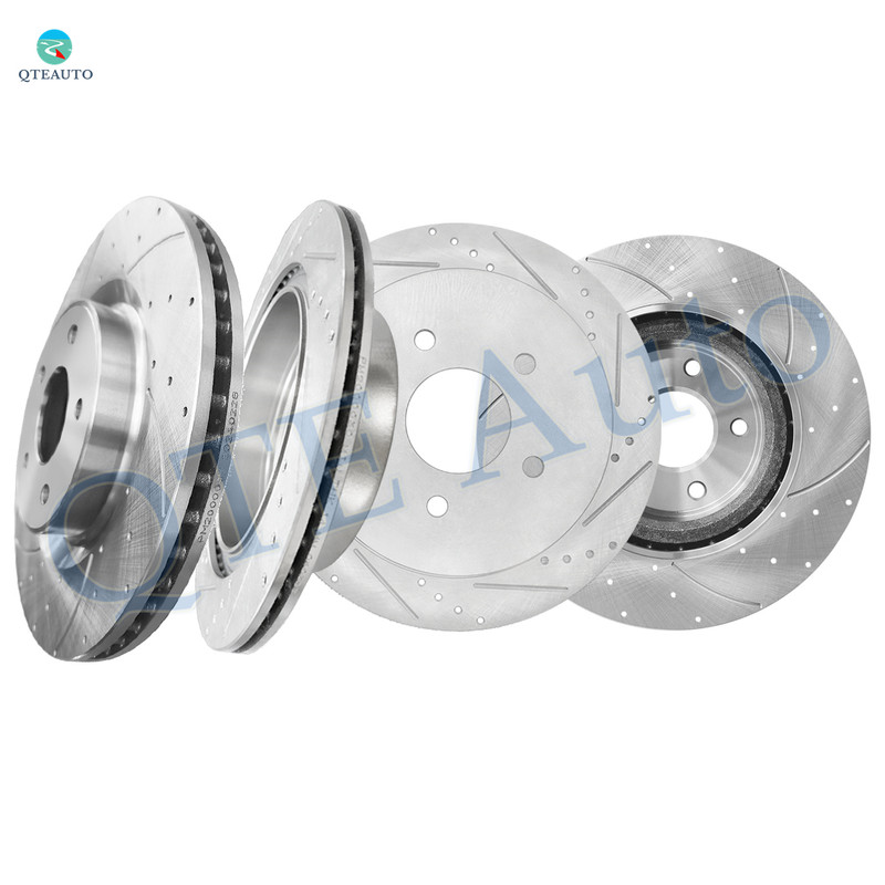 Set of 4 Front 320mm-Rear 308mm Drilled Slotted Brake Disc Rotors For 2016 2017 Infiniti QX50