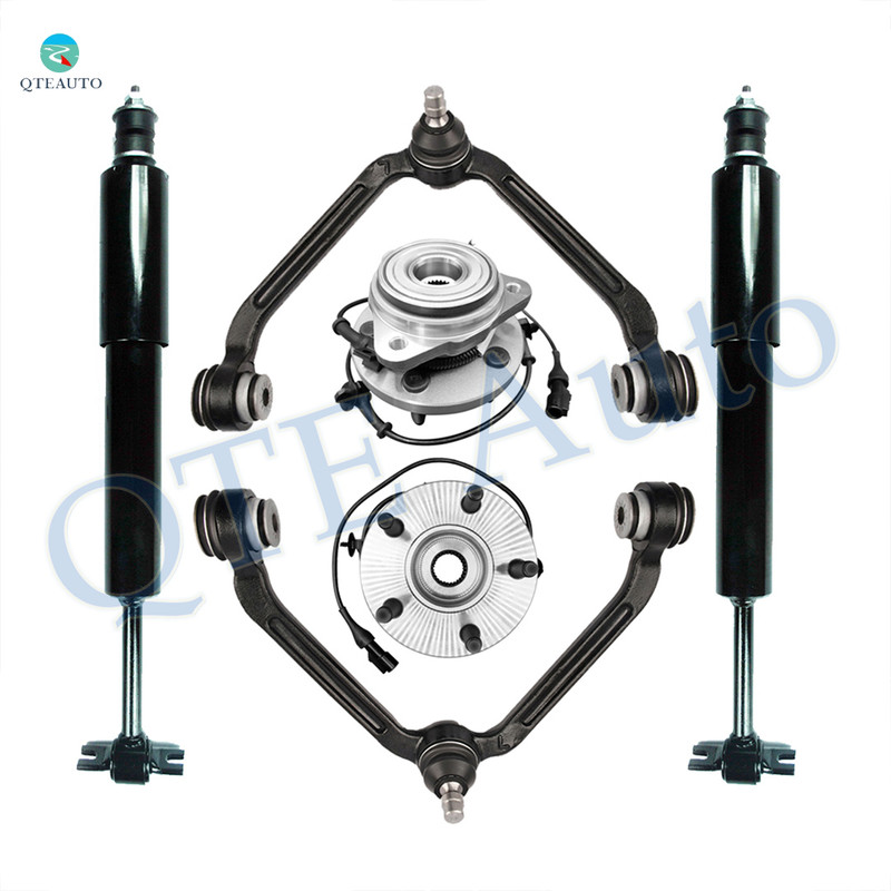 Set of 6 Front Upper Wheel Hub Bearing Assembly-Control Arm Ball Joint-Shock Absorber For 1995-2001 Ford Explorer